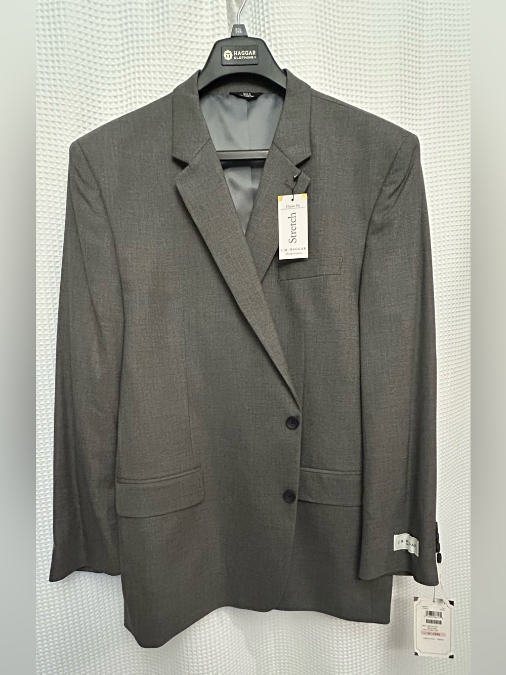 J.M. Haggar Premium Stretch Classic Fit Suit Jacket 52L Heather Gray NWT